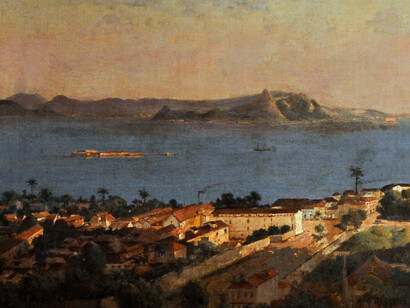 Arte de Victor Meirelles - Estudo para o Panorama do Rio de Janeiro (Entrada da Barra, 1885)