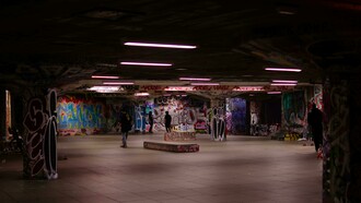 Graffiti inside a tunnel in London, England