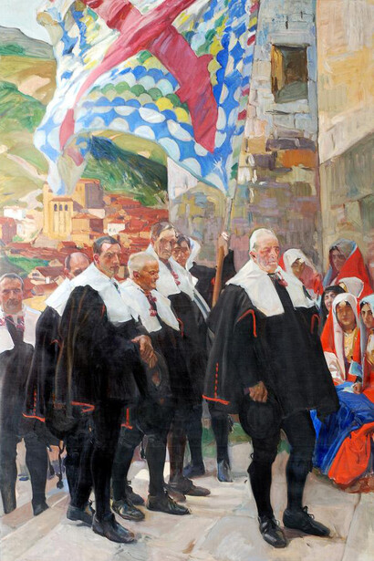 Joaquín Sorolla; Navarra. El concejo del Roncal, 1914 (detalle)
