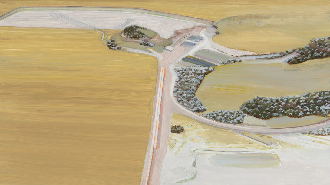 Carol Rhodes, Surface Mine, 2009 - 2011, olio su tavola, cm 50x56.5, Courtesy of the Estate of Carol Rhodes