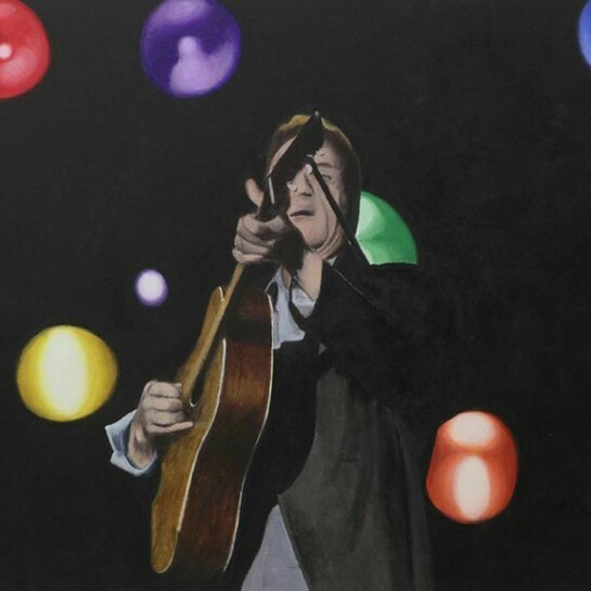 Jordan Kantor, detail of Untitled (The Guitar Player) (2012), acrylic on canvas, 40 x 58 inches. © Jordan Kantor and courtesy Churner and Churner, New York.