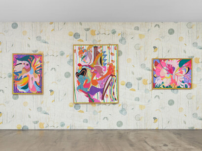 assume vivid astro focus, ablaze vibrations amplifying fluidity, exhibition view. Courtesy of Tibor de Nagy Gallery