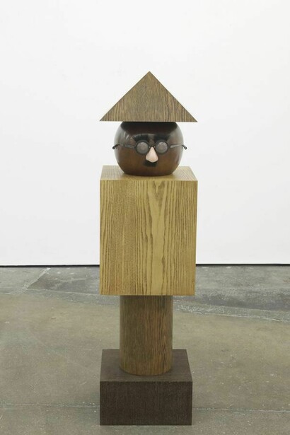 Djordje Ozbolt, Whatever tickles your fancy, 2014, Mixed wood and veneer, 135 x 35 x 35 cm / 53.1 x 13.7 x 13.7 in, courtesy of Herald St, London
