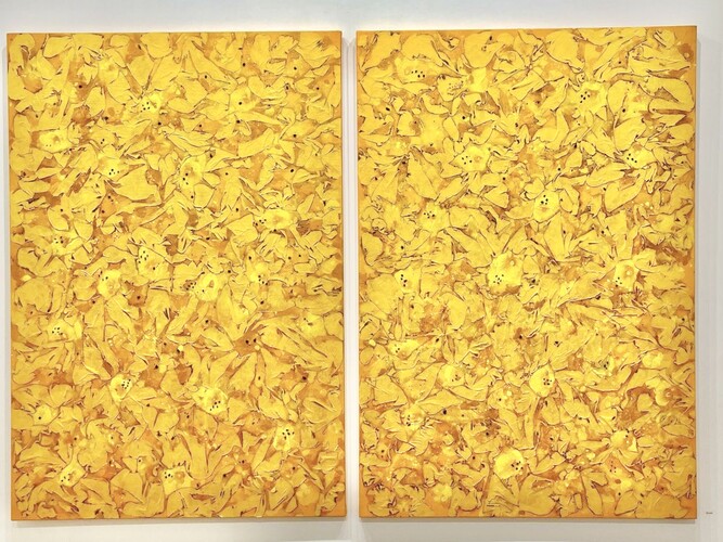 "Flame-Embracing Nature, No. 2206-1" & "Flame-Embracing Nature, No. 2206-2", 2022, Korean Paper (Hanji), Mixed Media