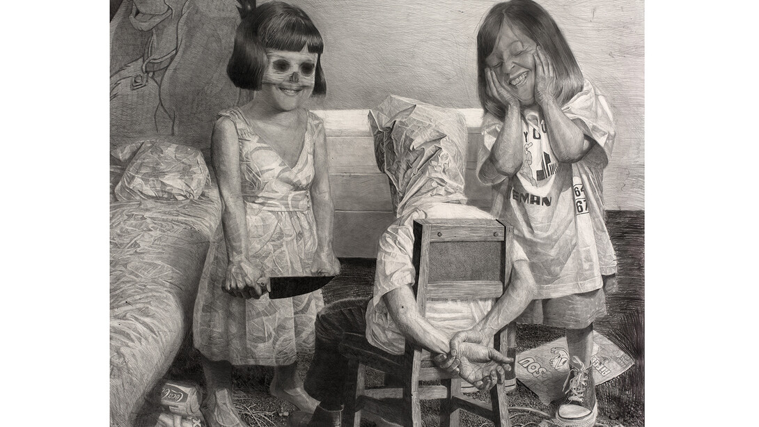 Jeu d’enfants #1, 2010, mine de plomb sur papier, 160 x 160 cm, Collection privée, Paris