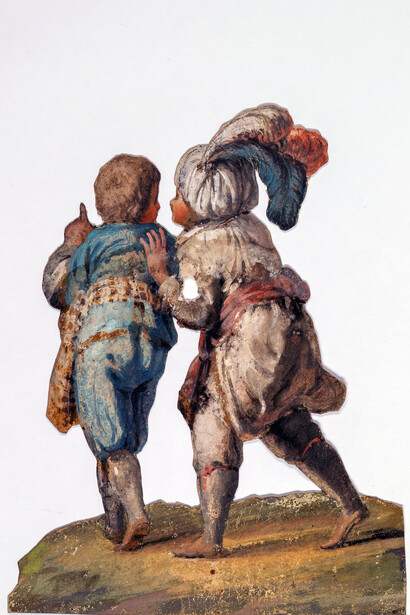 Francesco Londonio, Presepe, Due bimbetti di schiena, Tempera su cartoncino, cm 33,5 x 27