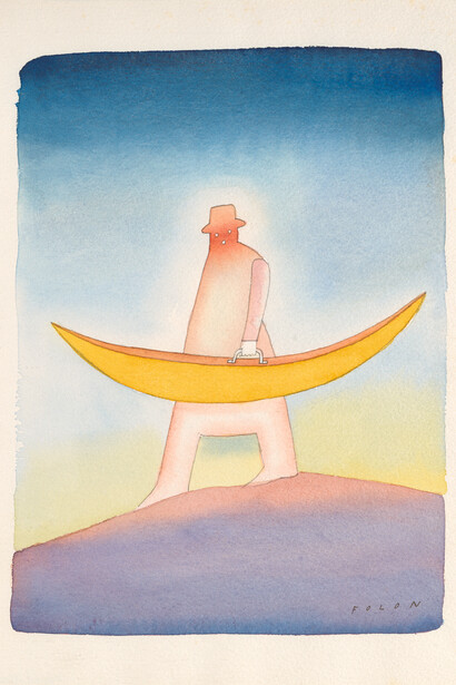 Jean-Michel Folon, Voyage dans la lune, 1981, Fondation Folon ©Fondation Folon, ADAGP/PARIS, 2024-2025