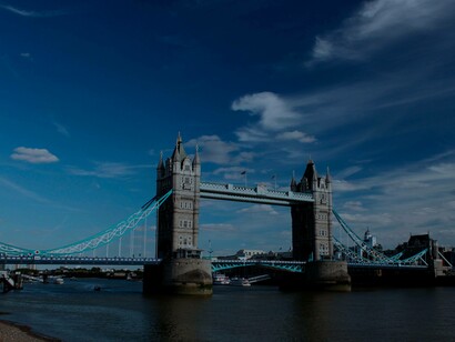 Sky view and Tower bridge, London, United Kingdom
