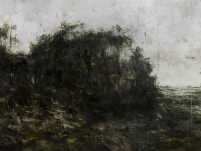 Alessandro Papetti, Passaggio, 2017. Olio su tela, 205 x 345 cm