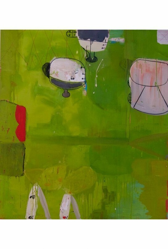 Gary Komarin, The First Green Rushing #3, 2013, Mixed media on canvas, 68 x 60 inches