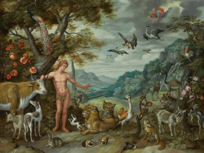 Jan Brueghel el Joven, La historia de Adán y Eva: Adán nombra a los animales (1630) 