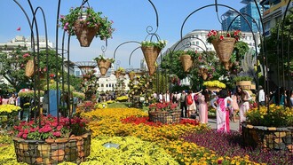 Tet decorations in the streets of Ho Chi Minh City, Vietnam