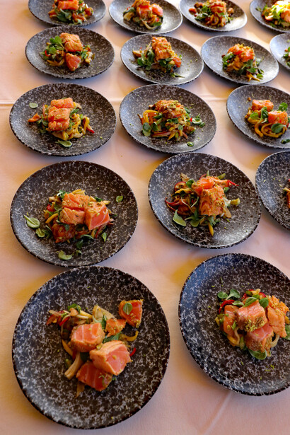Portuguese Chef Luis Gaspar's salmon dish ready for eating. Photo by Carrie Hart