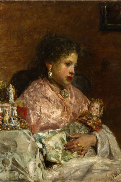 Antonio Mancini, Due bambole, dettaglio, olio su tela, 77 x 64 cm