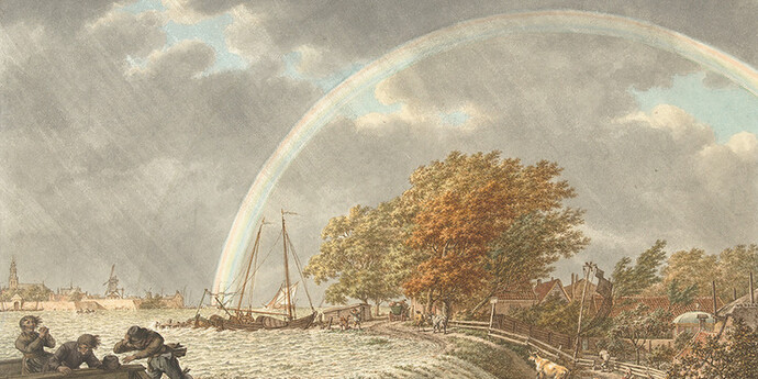 Jacob Cats, Herbstlandschaft mit, Regenbogen und Flut, 1797, Aquarell auf Papier © Rijksmuseum, Amsterdam