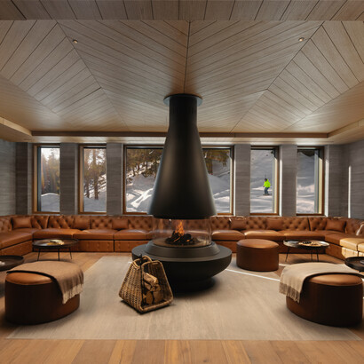 The Alpine Lounge at Six Senses Crans-Montana exemplifies how stylish the hotel is without being pretentious