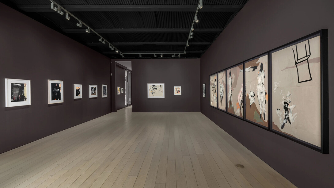 Encyclopedia, the late collages of Dorothea Tanning, exhibition view. Courtesy of Kasmin Gallery