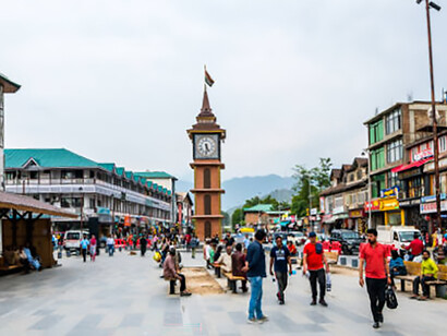 The Ghanta Ghar, or Clock Tower, stands at the heart of Lal Chowk in Srinagar, India