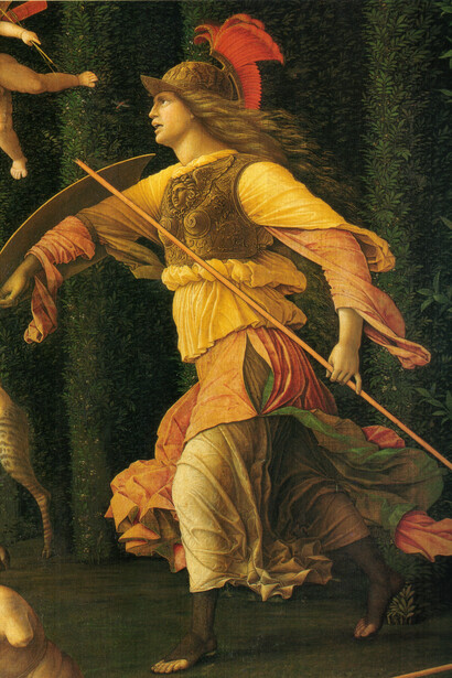 Andrea Mantegna, Trionfo della Virtù, dettaglio