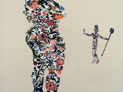 Firelei Báez,Man Without a Country (aka anthropophagist wading in the Artibonite River) (detail), 2012
