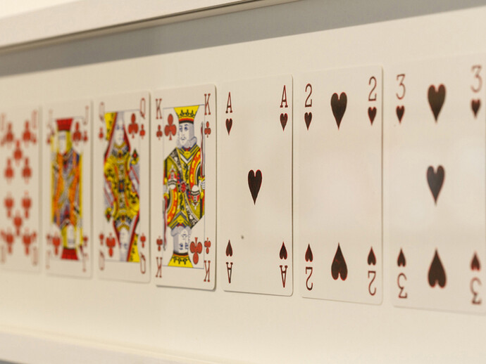 False Memory Archive: A full deck of hand painted ‘reverse colour’ playing cards found at a house clearance sale in Woolwich, London  © A.R. Hopwood