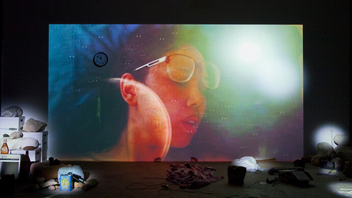 Trisha Baga
Mollusca & The Pelvic Floor, 2018
Installation view, Greene Naftali, New York, 2018 Courtesy the artist and Greene Naftali, New York Photo: Martha Fleming-Ives