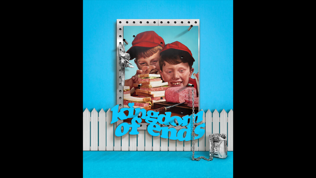 Robin Kid, Kingdom of Ends - VIII, 2023, huile sur toile, fonte d'aluminium, acier inoxydable, aluminium, h265×l205xp30 à 150 cm — h104.3xw80.7xd12 to 59 inches. © Courtesy the artist and Templon Gallery, Paris —Brussels — New York