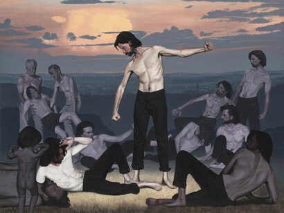 François Malingrëy, Les batailleurs et le crépuscule (detail), 2024. Courtesy of Galerie Paris-B © François Malingrëy 