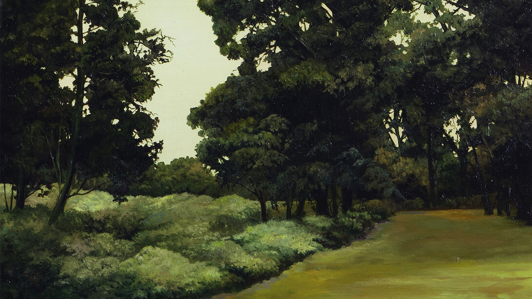 Hannah Brown, Victoria Park 5, 2015, Oil paint on oak and marine plywood, 36 × 46 cm © Hannah Brown 2015. Courtesy Parafin, London