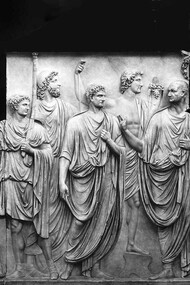 The Adventus of Vespasian. Compressed charcoal on paper, 140 x 290 cm, 2019