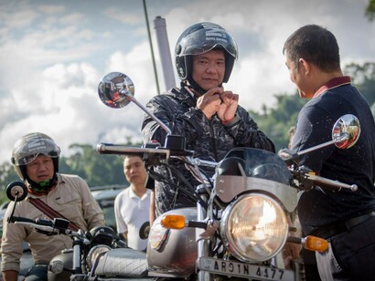 Pema Khandu riding on a motor bike. Previously he had served as Minister of Tourism, Urban Development and Water Resources in Nabam Tuki's government, India
