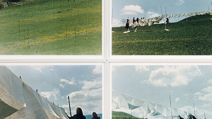 Humid Installation, 1970, quattro fotografie a colori (stampa anni '70), cm. 40 x 61,5 cad. (cm. 80 x 123 totali), courtesy P420, Bologna