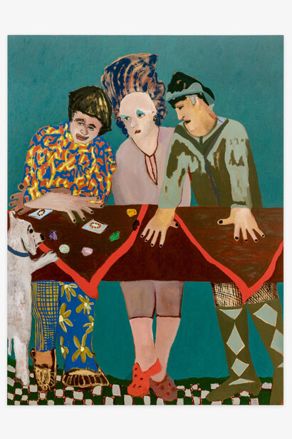 Blair Saxon-Hill, Willie Gets a Reading, 2023, oil on canvas, 72x54 inches. Courtesy of the artist and Shrine, Los Angeles