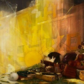 Nigel Cooke, Hubris, 2012-2013, oil on linen backed with sailcloth, 230 x 320 cm, 90 1/2 x 126 ins