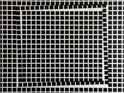 Esther Stocker, Untitled, 2015, painting, acrylic on canvas 140 x 160 cm. Copyright Meinrad Hofer, Courtesy Galerie Alberta Pane