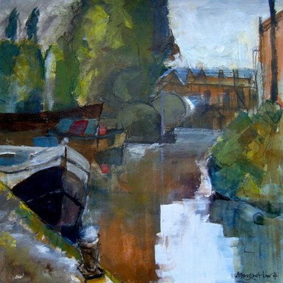Island by Thames Lock, Margaret Knott, Acrylic on Paper, 40 x 40 cm