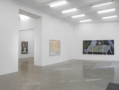 Ausstellungsansicht Pierre Klossowski + Rade Petrasevic | Eros + Beelzebub, Christine
König Galerie, Wien 2020
© Foto: Philipp Friedrich