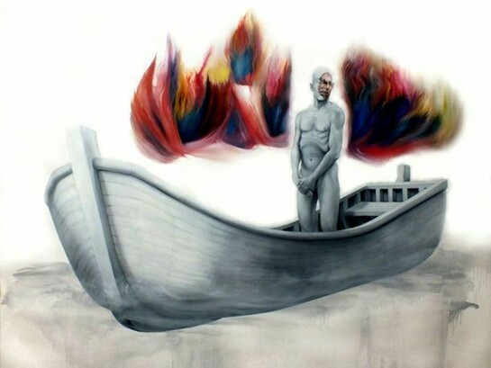 Christophe Avella-Bagur, Face FS145 Dark Water, 2013, 90 9/16 x 118 ⅛ inches, 230 x 300 cm - oil on canvas