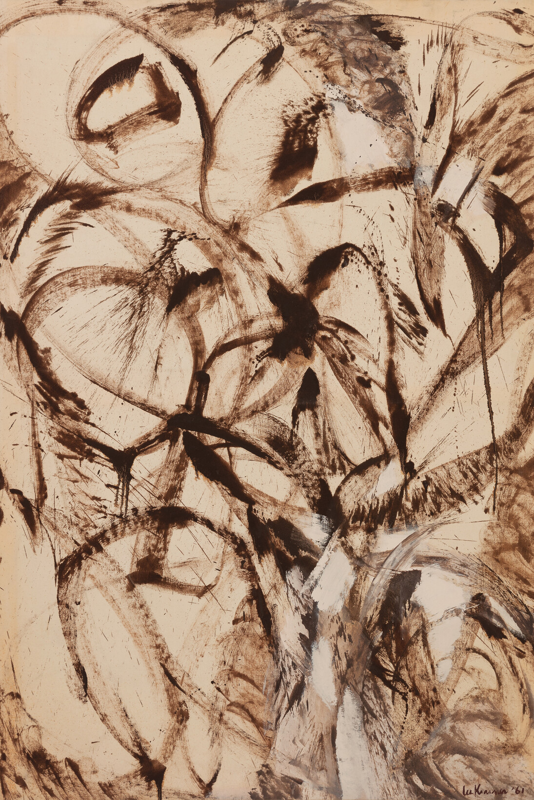 Lee Krasner, Assault On the Solar Plexus, 1961, oil on cotton duck81 x 58 inches, 205.7 x 147.3 cm. © 2017 The Pollock-Krasner Foundation / Artists Rights Society (ARS), New York. Image courtesy of Paul Kasmin Gallery 