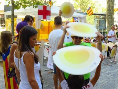 Participantes en la manifestación de la Diada