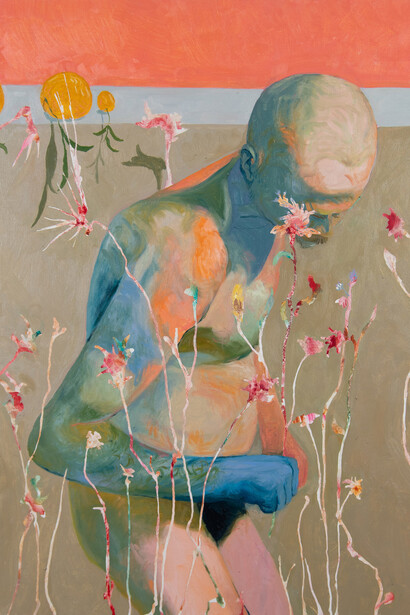 Giuseppe Gallace, Eredità, 2025, tecnica mista su tela, 68 x 48 cm
