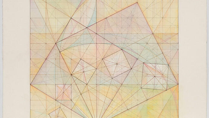 Mark Reynolds, The 1.118 Series Spiraling Squares 2.20.15, 2015, Graphite colored inks, and pastel on cotton paper, 22.25 in. x 29 1/8 inches (paper size)