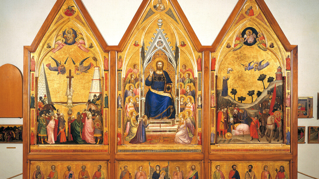 Giotto, Polittico Stefaneschi (recto, verso e dettaglio dal verso),
II decennio del Trecento,
Tempera su tavola,
Città del Vaticano, Musei Vaticani
© Governatorato dello Stato della Città del Vaticano - Direzione dei Musei, tutti i diritti riservati