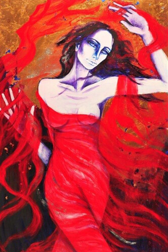 Anna Rita Alatan, Drunk with Love, Acrylic on Canvas, 47.5" x 38.5"