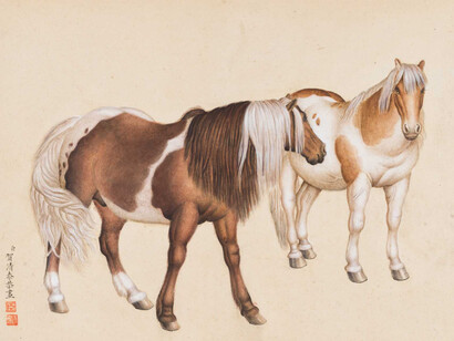 He Qingtai, Horses (detail), second half of the 18th century. Courtesy of Norton Museum of Art