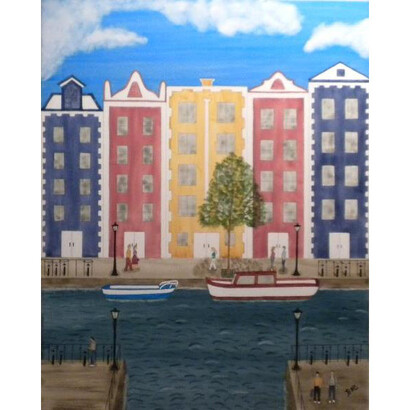 Brenda Ness-Cooper, Amsterdam, Watercolor on Board, 20” x 16”, Courtesy of Agora Gallery 