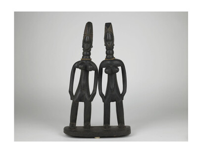 Unknown Mende artist, Pair of Female Figures on a Stand before 1911, Carved wood, 540 x 333 x 125 mm, National Museums Liverpool
