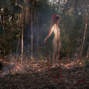 Delia Cancela, Pies en la tierra, ojos en el cielo, pajaros en la cabeza (video performance), 2022. Cortesía de Galería Nora Fisch 