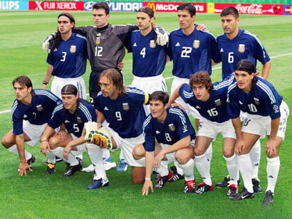 Seleccionado argentino antes de disputar un partido del Mundial 2002