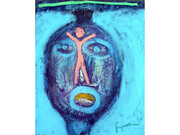 Gaspare Manos, Masque 4, 33.5 x 41 cm, oil paint, pure pigments, wood on canvas, 2012-14